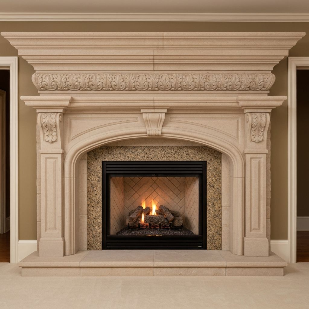 Custom stone fireplace